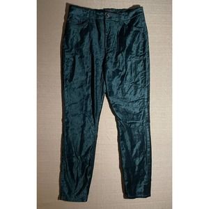 Jen 7 For All Mankind Women’s 6 VELVET Pants Green Ankle Skinny Orig $179 EUC
